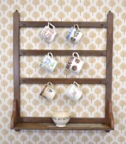 19TH-CENTURY PITCH PINE 3-TIER MUG RACK