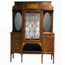 LARGE EDWARDIAN MAHOGANY & SATINWOOD CABINET