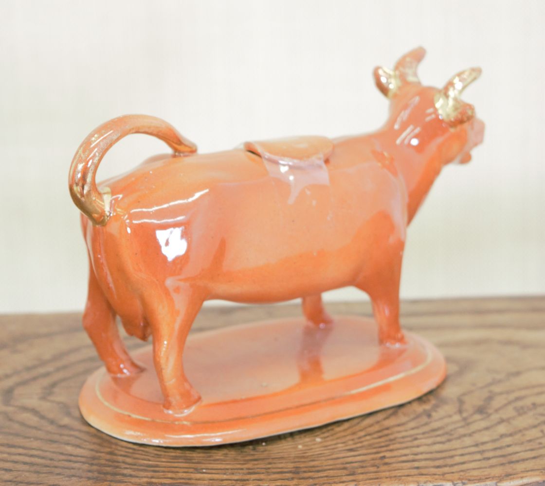 GLAZED POTTERY BROWN COW CREAMER - Image 2 of 2