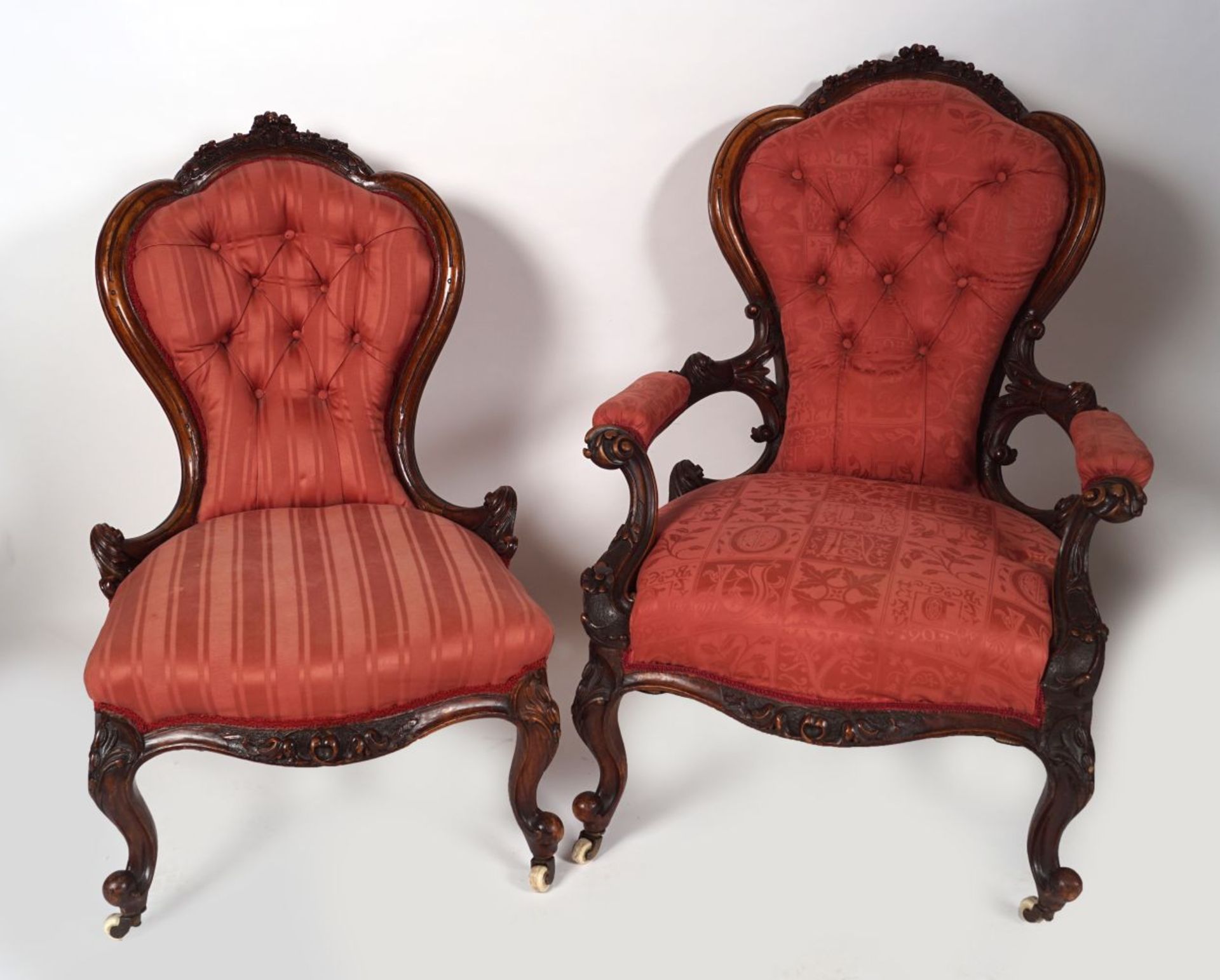 PAIR VICTORIAN WALNUT CHAIRS