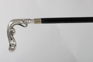 EDWARDIAN SILVER HANDLED WALKING STICK