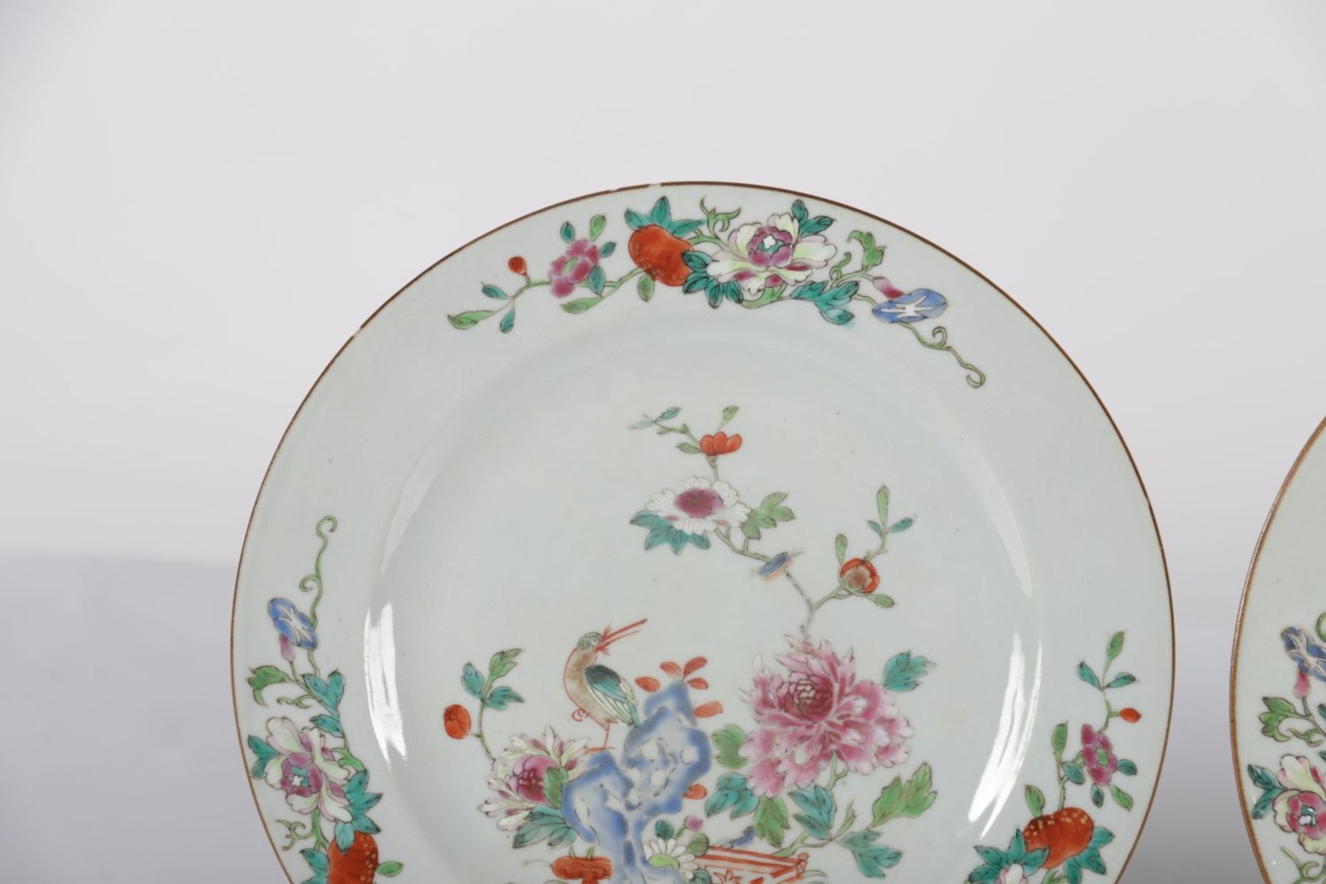 PAIR 18TH-CENTURY CHINESE FAMILLE ROSE PLATES - Image 2 of 3