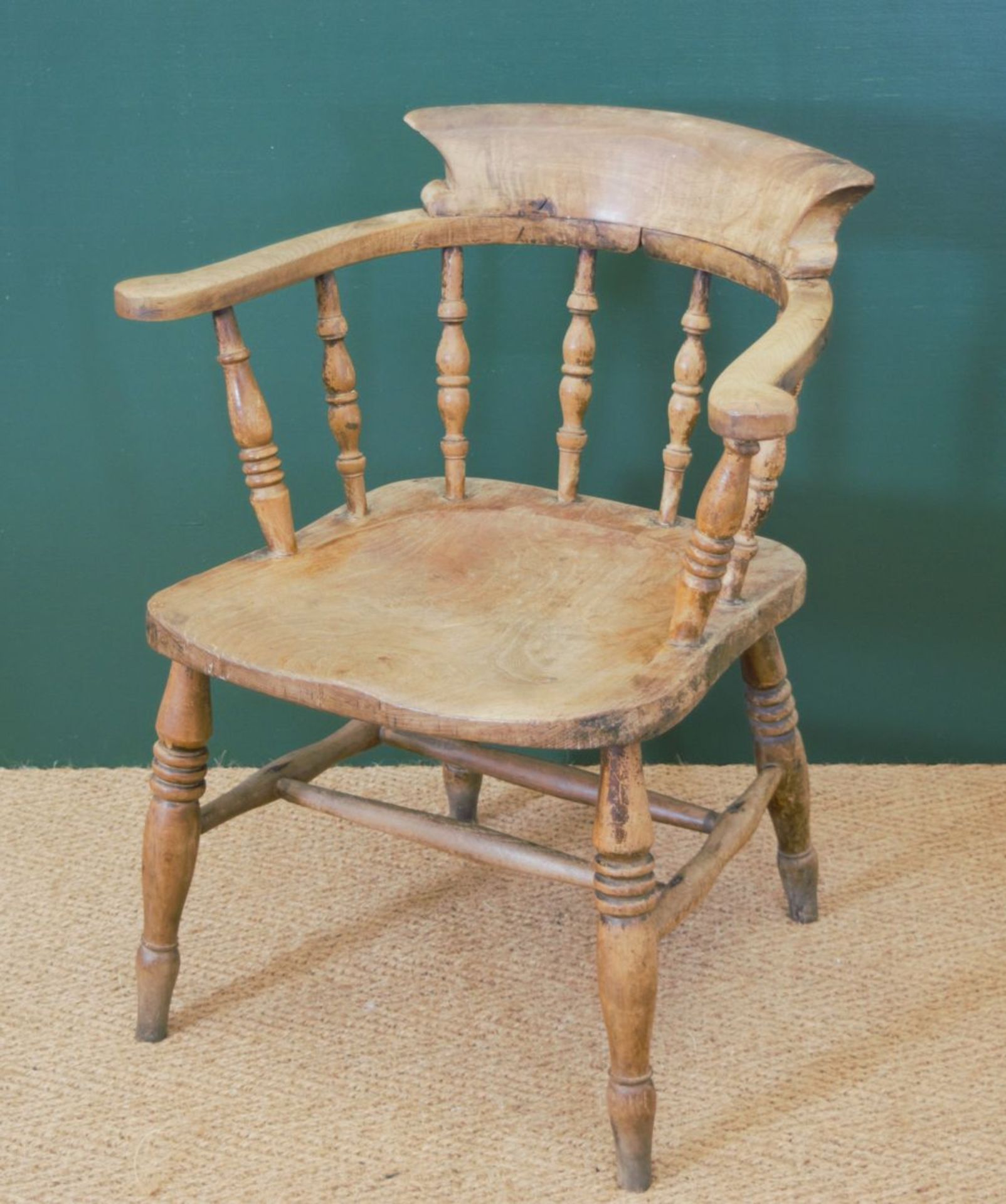 19TH-CENTURY ASH & ELM SMOKER'S BOW CHAIR - Image 2 of 3