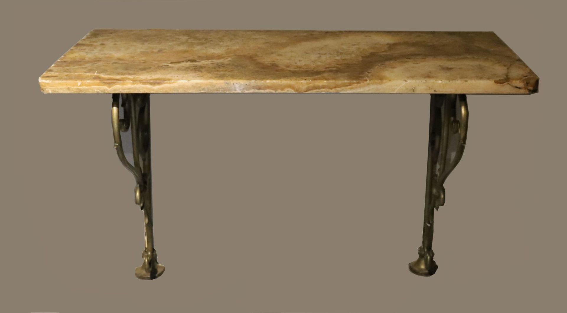 19TH-CENTURY BRASS & MARBLE CONSOLE