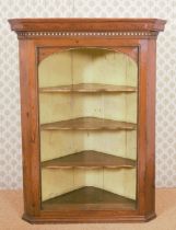 GEORGIAN PITCH PINE WALL HANGING CORNER CABINET