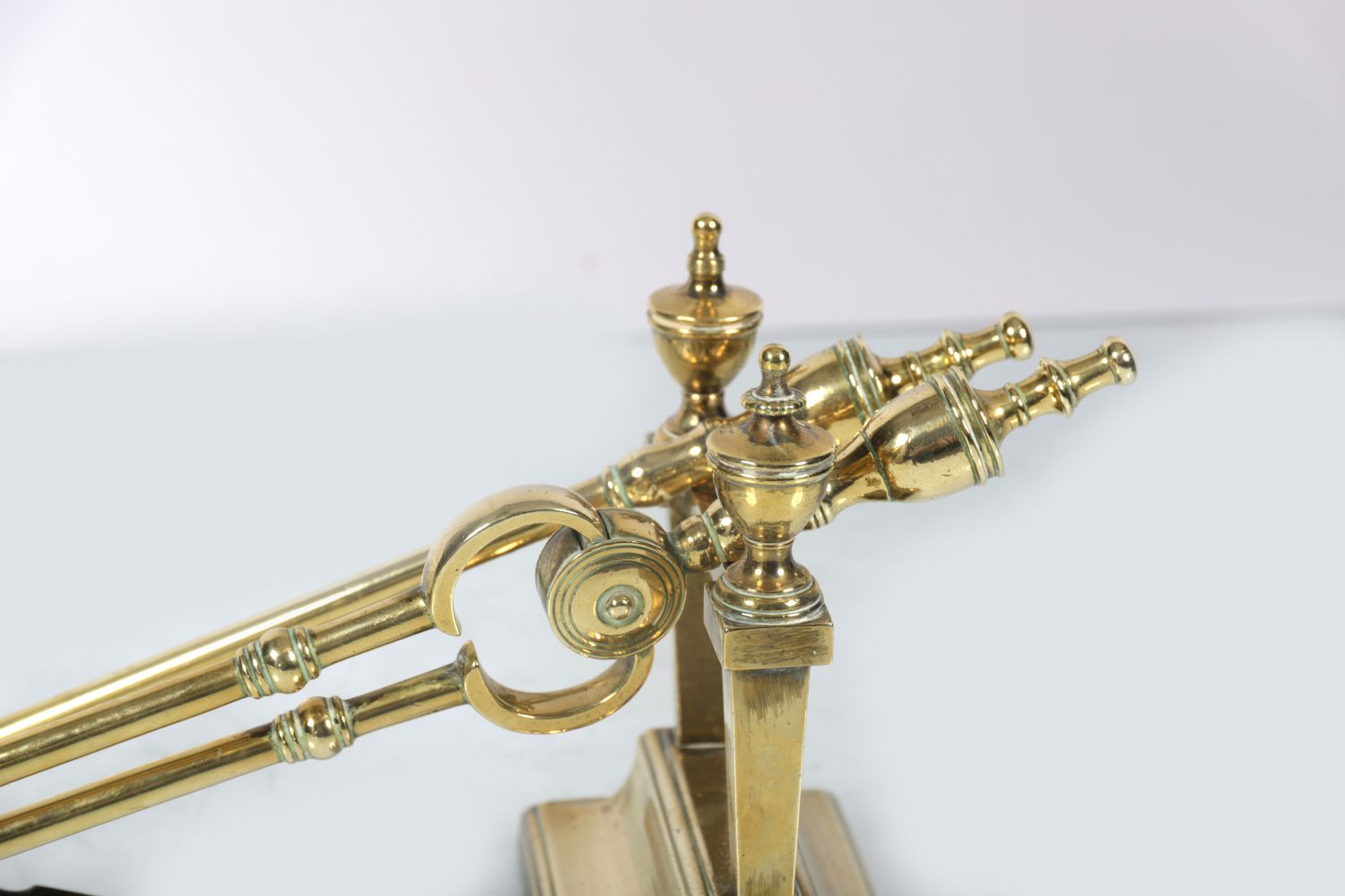 SET REGENCY BRASS FIRE IRONS - Image 2 of 3