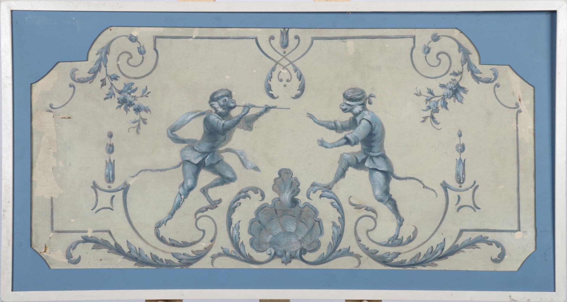 PAIR 18TH-CENTURY PAINTED ENGRISAILLE PANELS