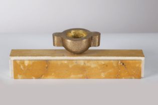 MID-CENTURY BRASS & MARBLE SCULPTURE