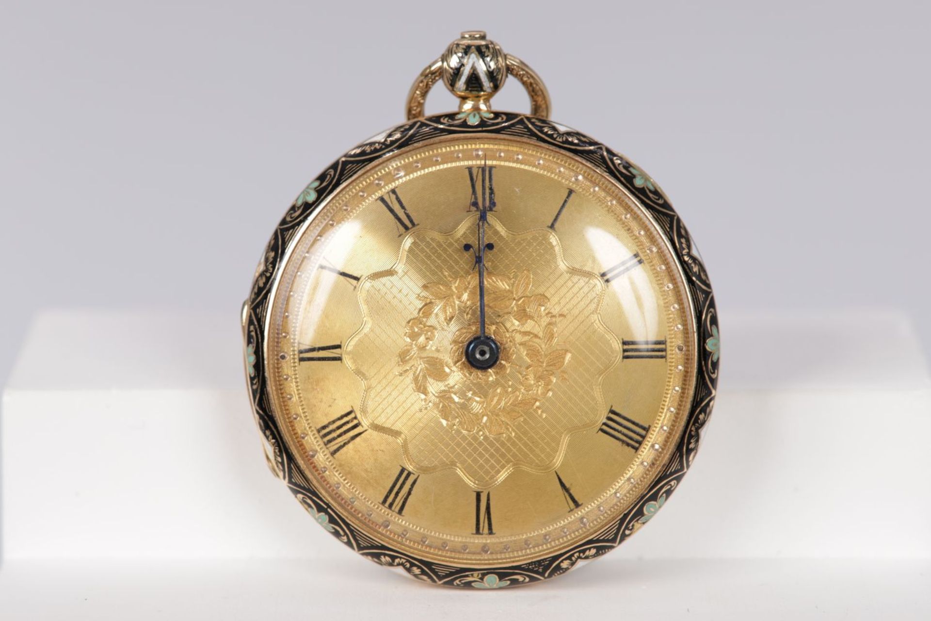 18K GOLD & ENAMEL POCKET WATCH - Bild 2 aus 4