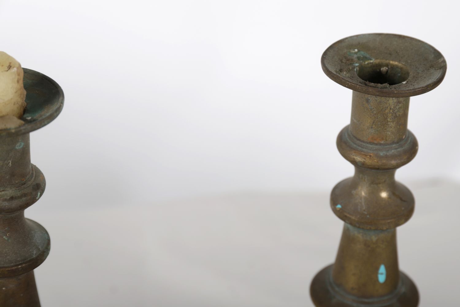 2 ANTIQUE BRASS & METAL CANDLESTICKS - Image 3 of 3