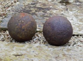 2 LARGE CANNON BALLS