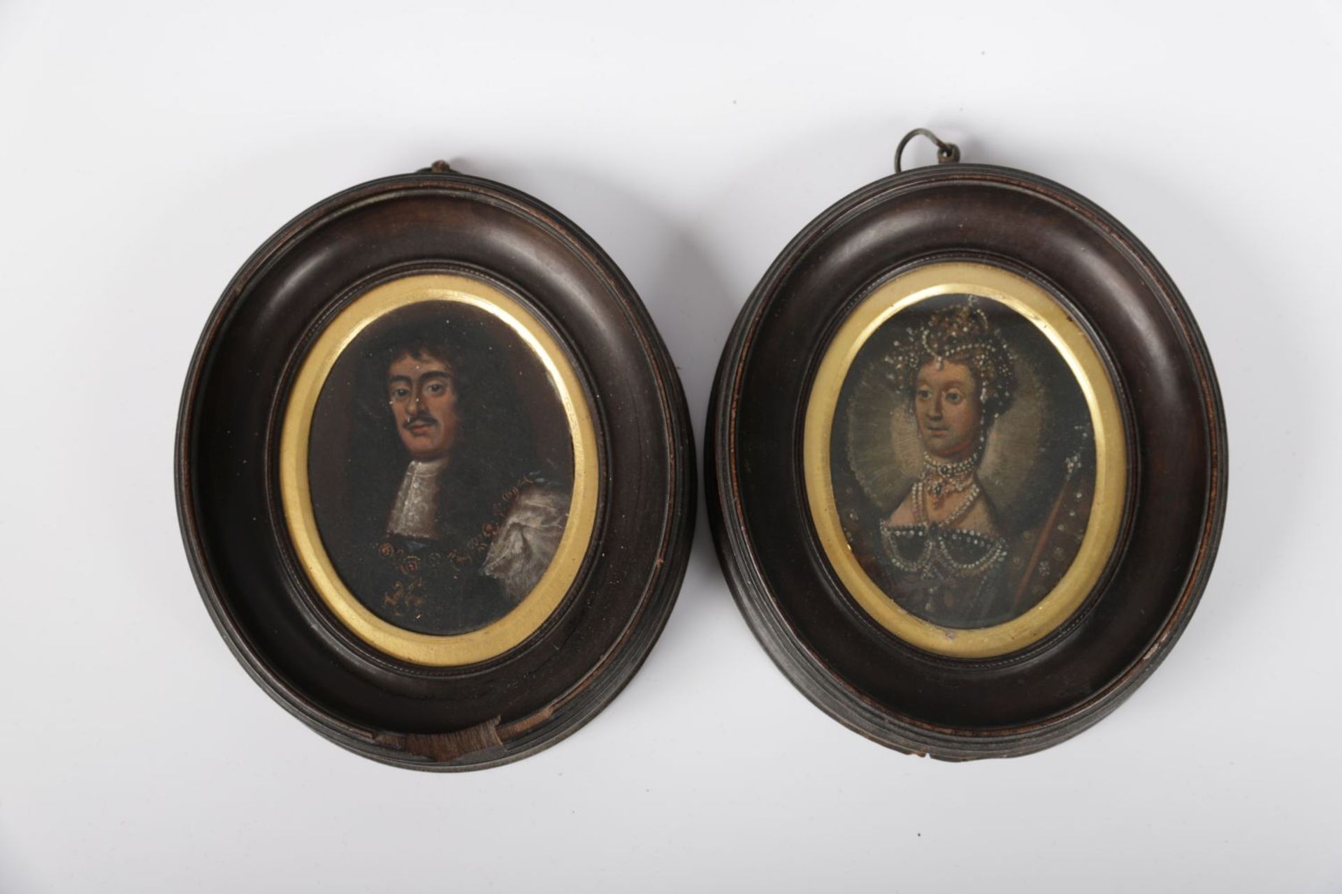 PAIR 18TH-CENTURY OVAL PAINTINGS