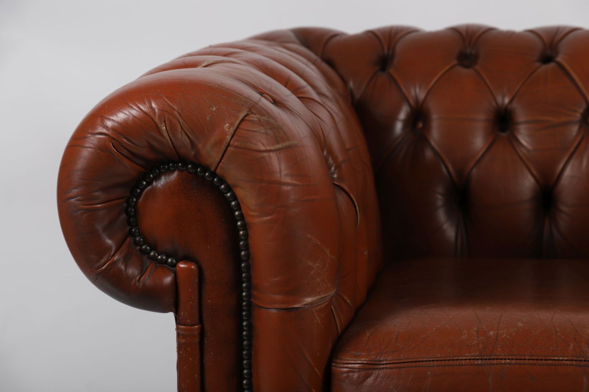 LEATHER UPHOLSTERED ROLL BACK ARMCHAIR - Image 3 of 3
