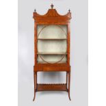 GEORGE III SATINWOOD & MARQUETRY CABINET ON STAND