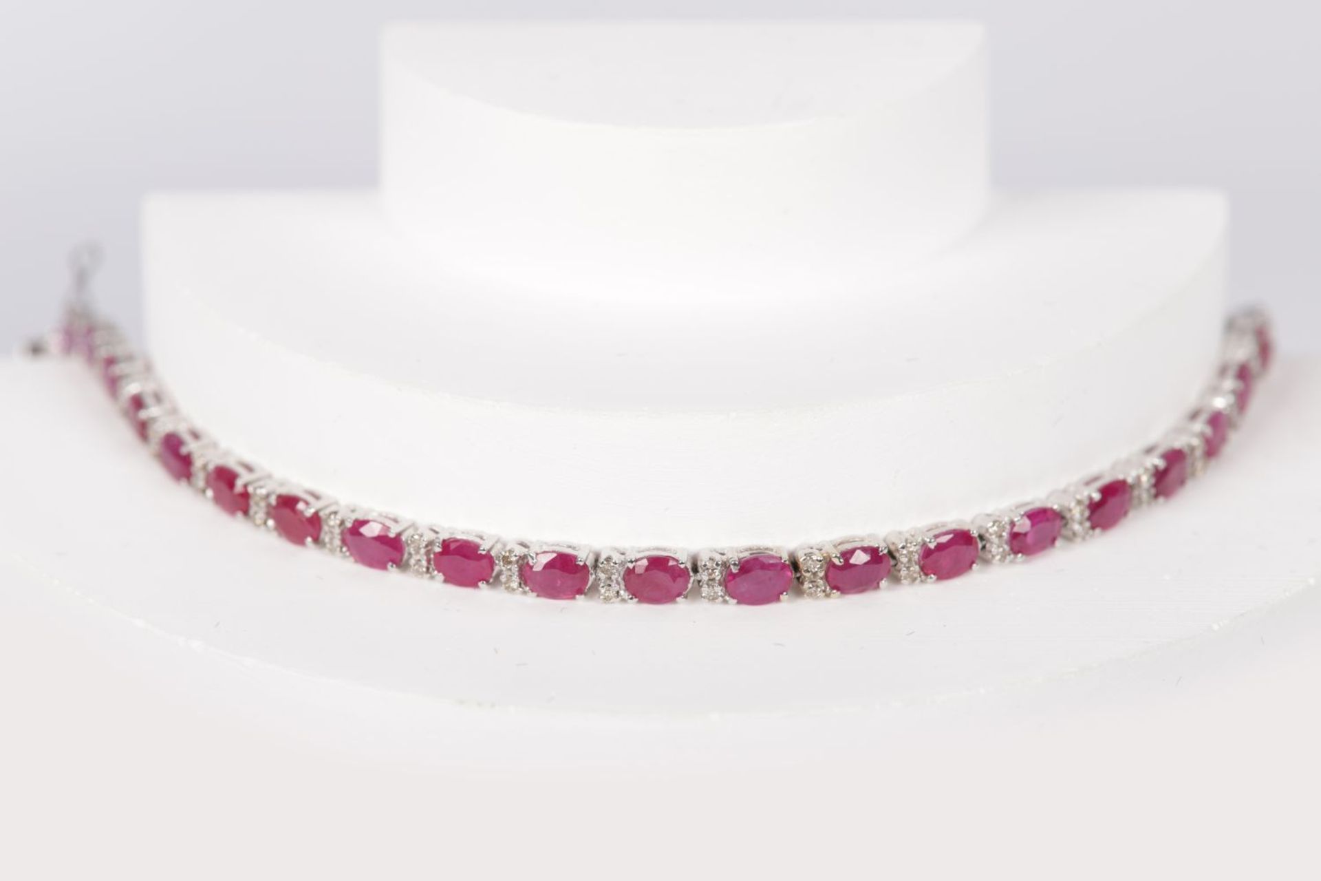 18K WHITE GOLD, RUBY AND DIAMOND BRACELET