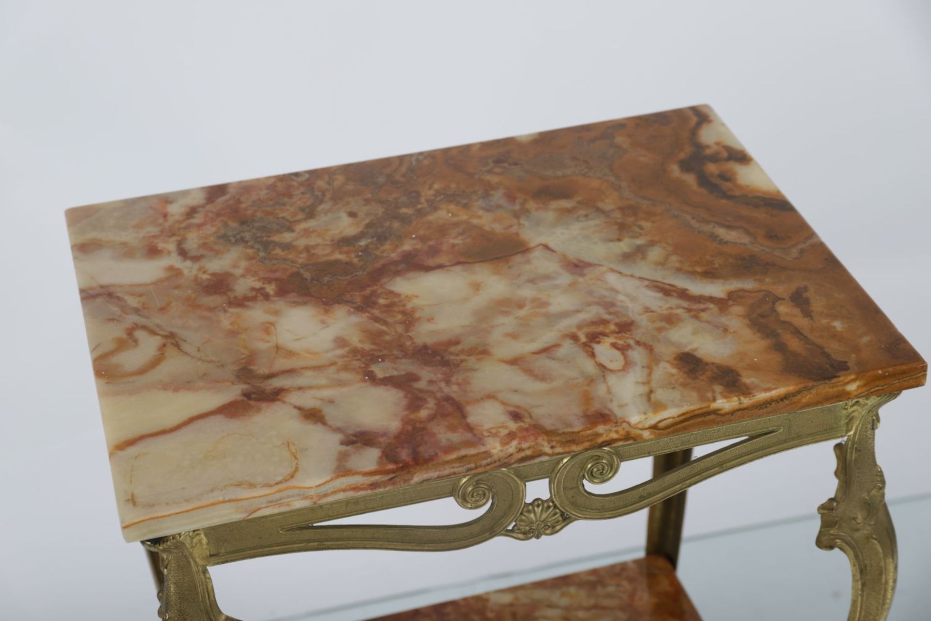 ART NOUVEAU BRASS & MARBLE TABLE - Image 3 of 3