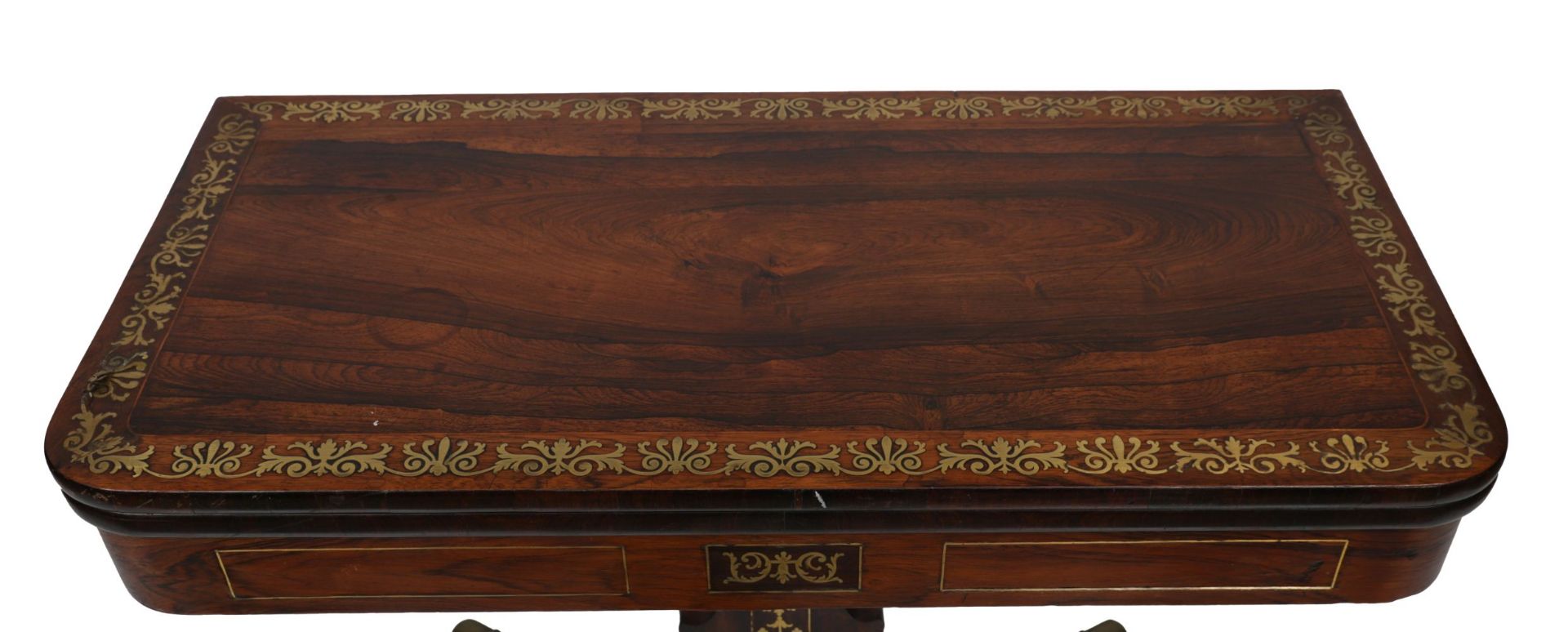 REGENCY ROSEWOOD & BRASS INLAID GAMES TABLE - Image 2 of 4