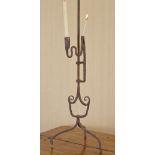 EARLY 19TH-CENTURY FORGED IRON FLOOR STANDING RUSH LIGHT