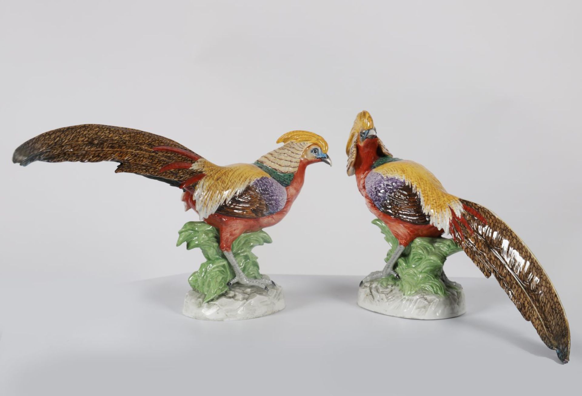 PAIR DRESDEN PHEASANTS