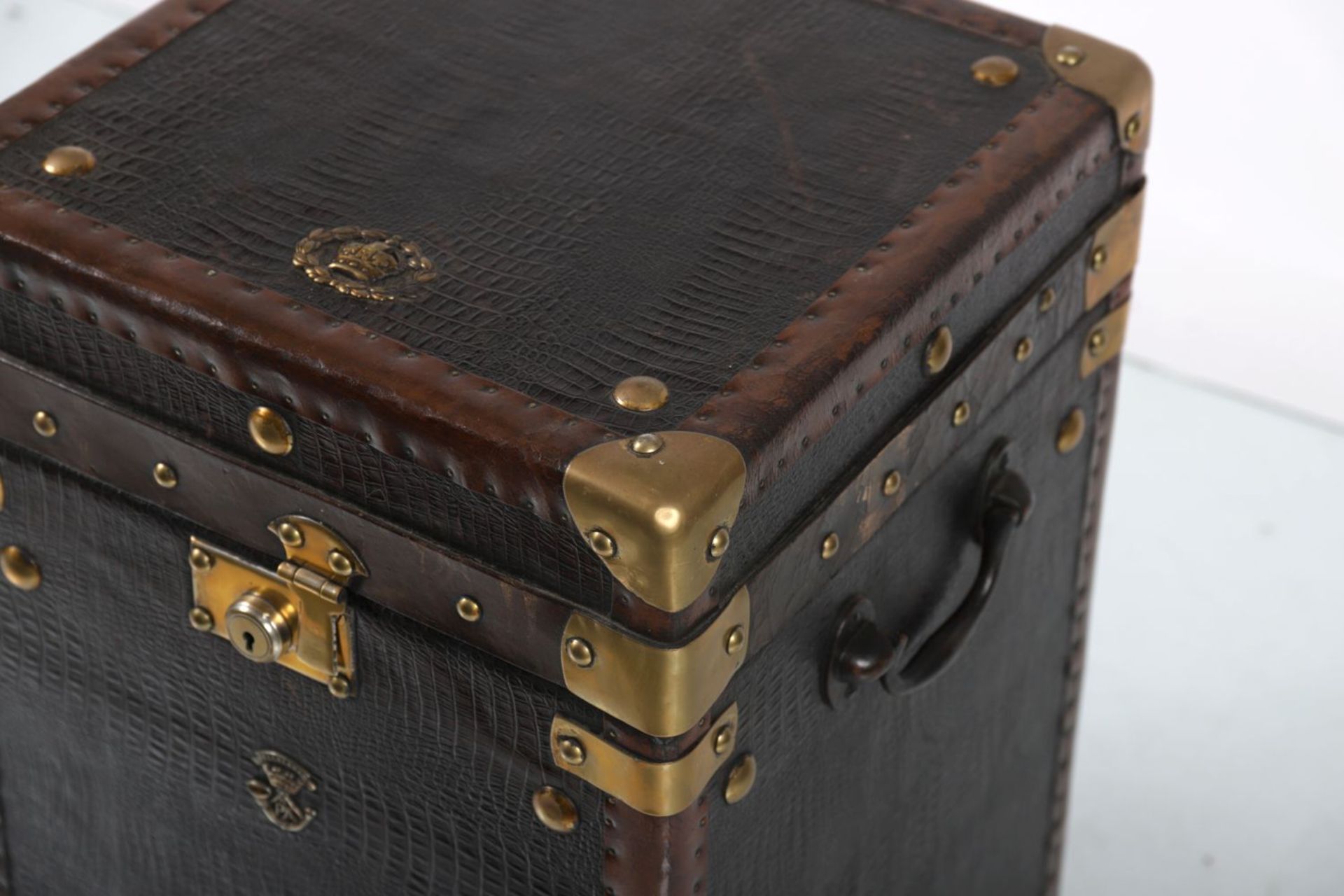 BRASS BOUND LEATHER TRUNK - Image 2 of 3