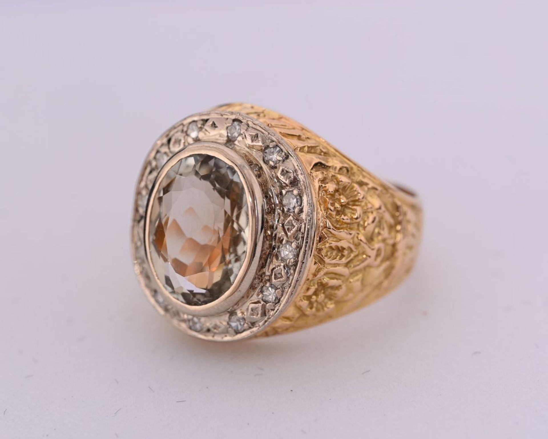 18K GOLD CITRINE & DIAMOND GENT'S RING - Image 2 of 2