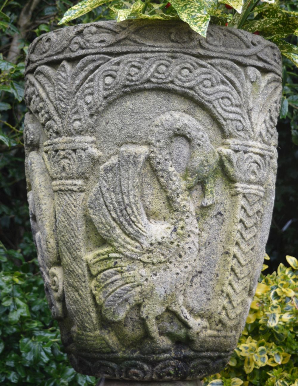 CARVED STONE PLANTER