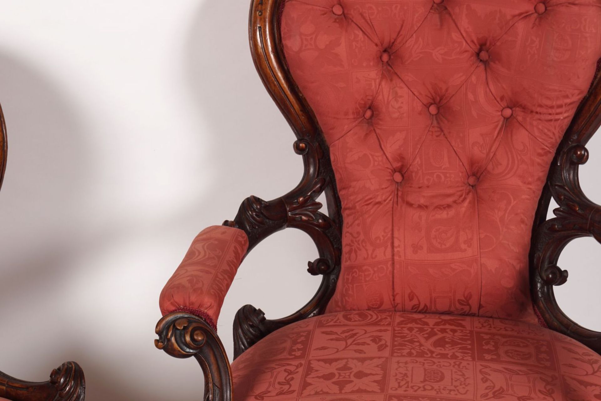 PAIR VICTORIAN WALNUT CHAIRS - Image 3 of 4