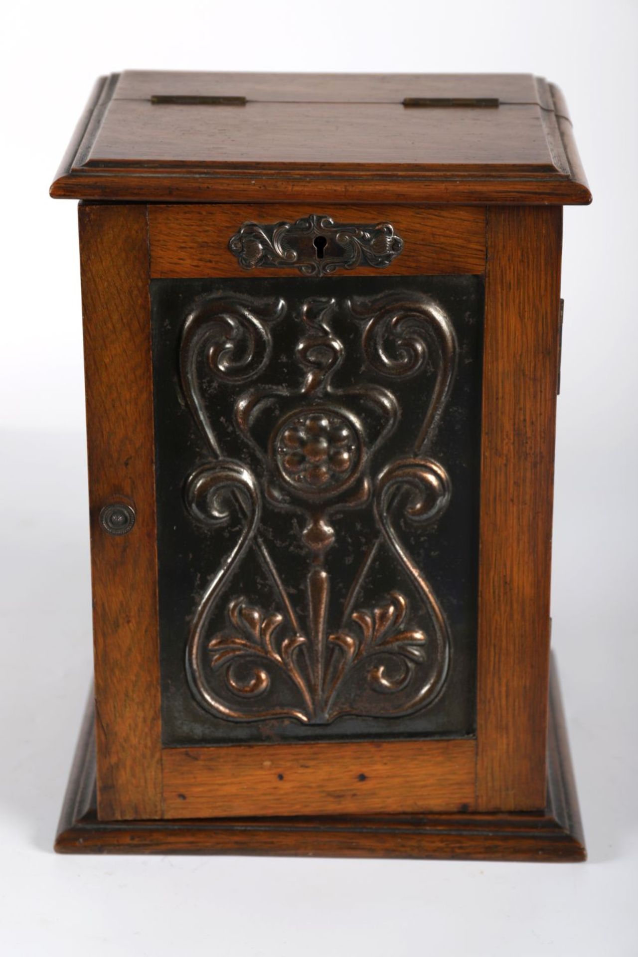 ART NOUVEAU OAK SMOKER'S CABINET