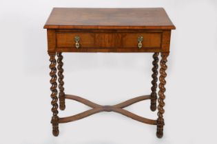 19TH-CENTURY WALNUT & HERRINGBONE INLAID TABLE