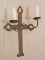 19TH-CENTURY IRON WALL-MOUNTED CANDLE HOLDER