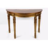 GEORGE III STYLE MARQUETRY & GILT CONSOLE TABLE