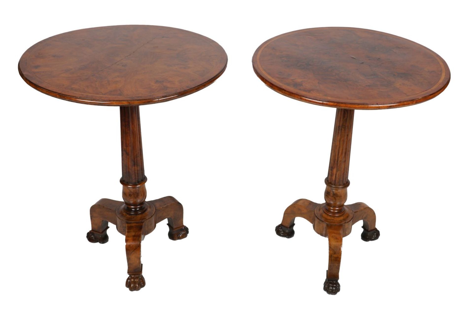 MATCHED PR 19TH-CENTURY WALNUT & INLAID TABLES