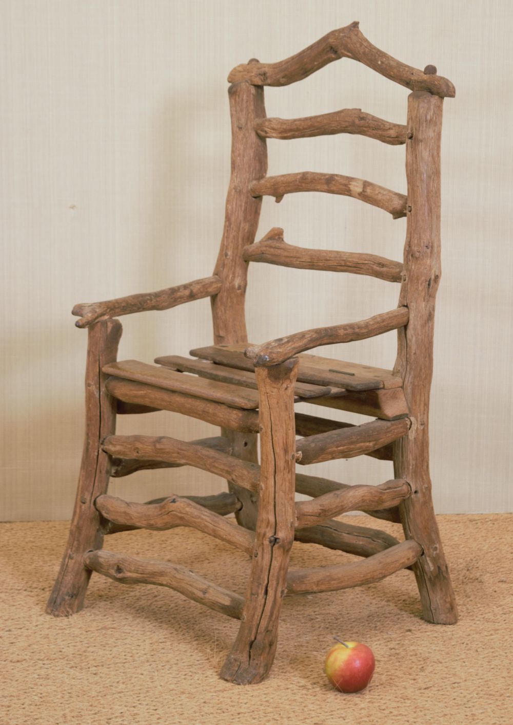 EARLY 19TH-CENTURY DRIFTWOOD KITCHEN CHAIR