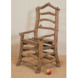 EARLY 19TH-CENTURY DRIFTWOOD KITCHEN CHAIR