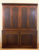 19TH-CENTURY MAHOGANY 4-DOOR BANK OFFICE CABINET