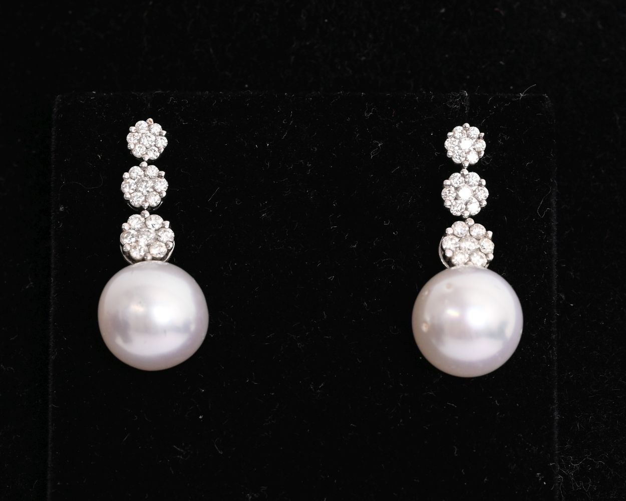 18K WHITE GOLD SOUTH SEA PEARL & DIAMOND EARRINGS