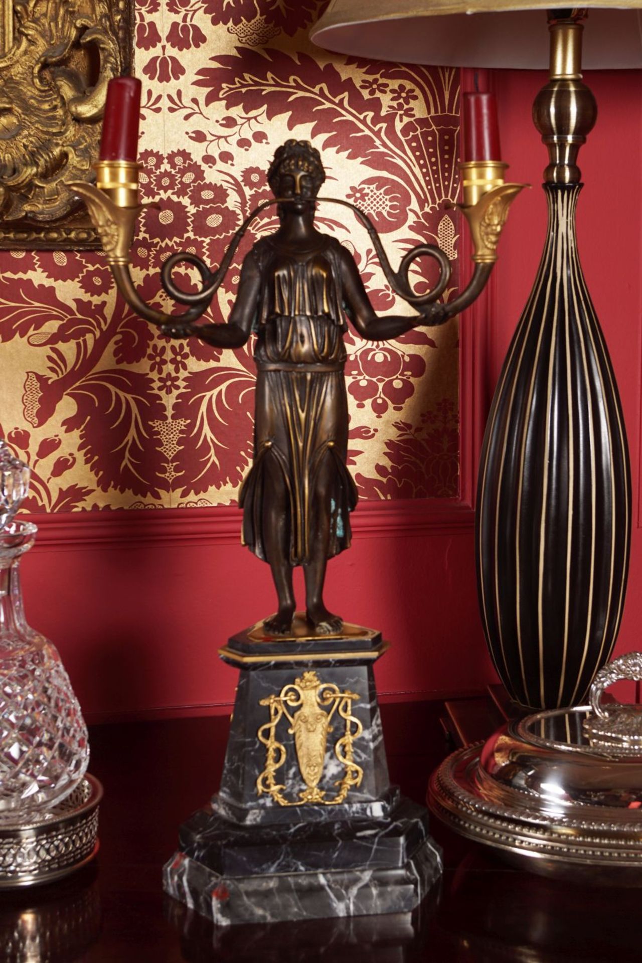 PAIR OF BRONZE & ORMOLU CANDELABRAS