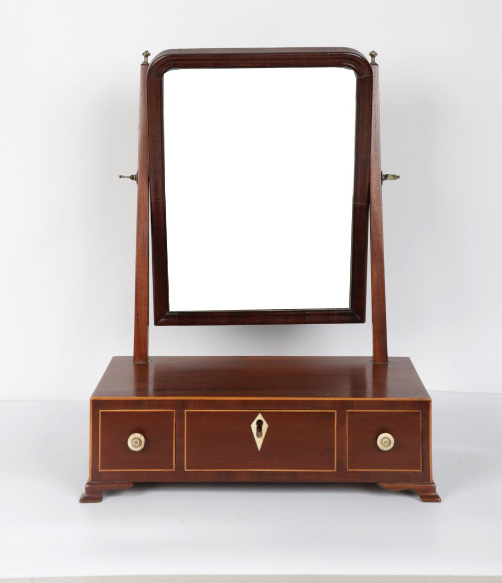 GEORGE III INLAID MAHOGANTY CRUTCH MIRROR