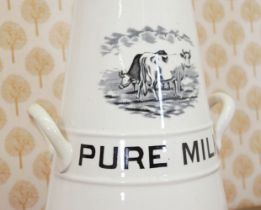 GLAZED POTTERY 'PURE MILK' DAIRY CHURN