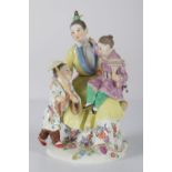 MEISSEN GROUP OF A MAIDEN AND 2 BOYS