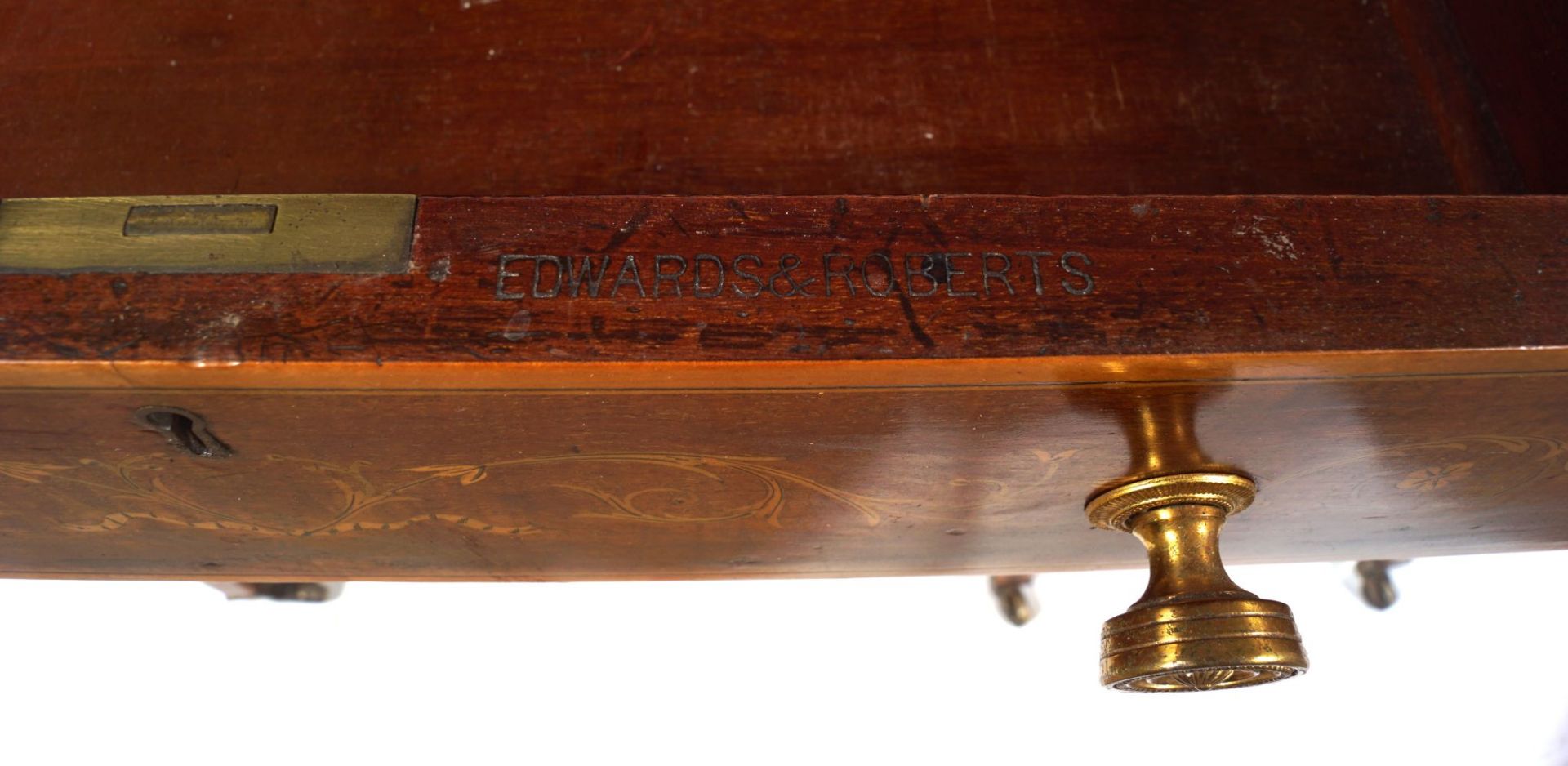 SIGNED EDWARDS & ROBERTS MARQUETRY DESK - Image 3 of 3