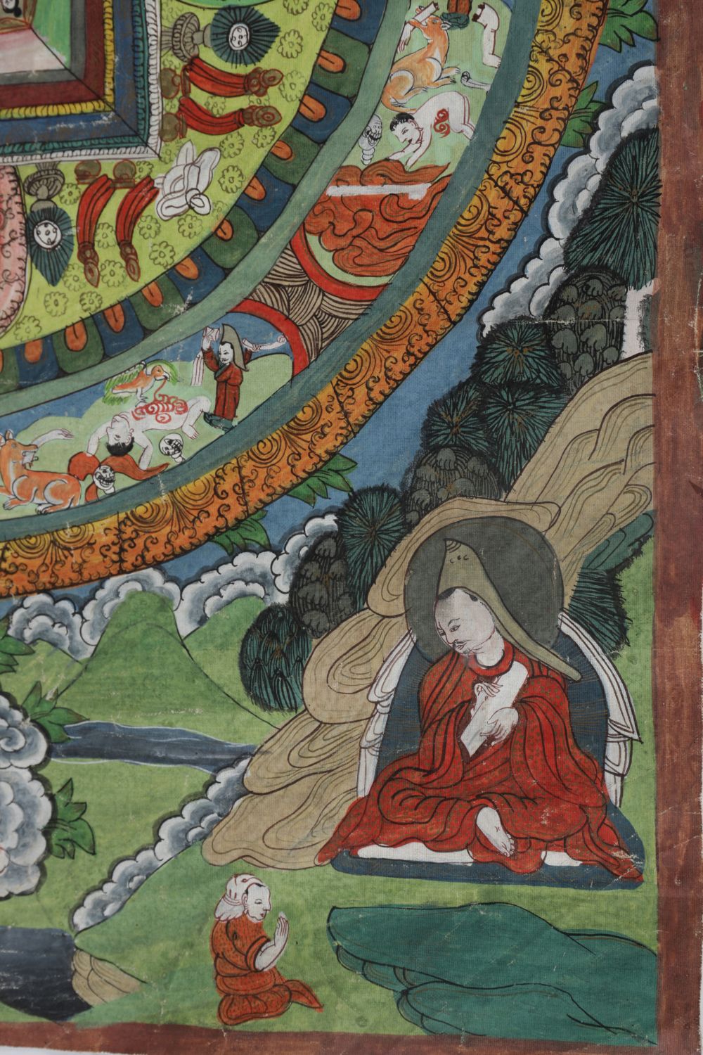 TIBETO-CHINESE PAINTED THANGKA (18/19TH-CENTURY) - Image 3 of 3