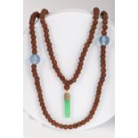 CHINESE HARDSTONE & NUTS BUDDHIST PRAYER BEADS