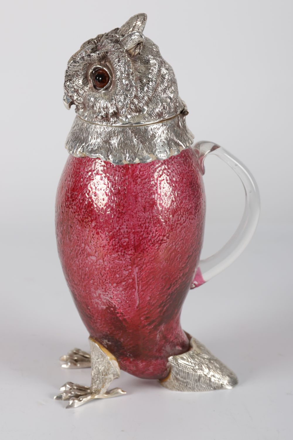 SILVER-PLATED RUBY GLASS CLARET JUG