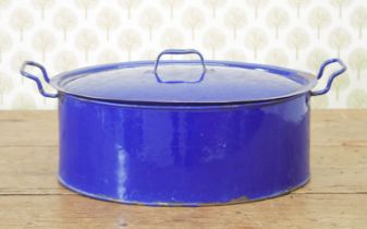 BLUE ENAMEL OVAL COOKING VESSEL