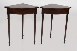 PAIR REGENCY MAHOGANY & INLAID CORNER TABLES