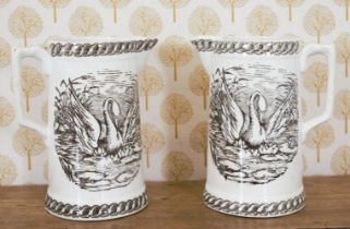 PAIR SPONGEWARE MILK JUGS