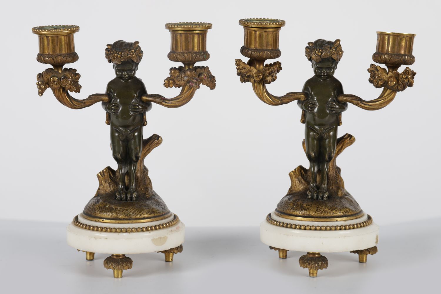 PAIR REGENCY BRONZE CANDLESTICKS