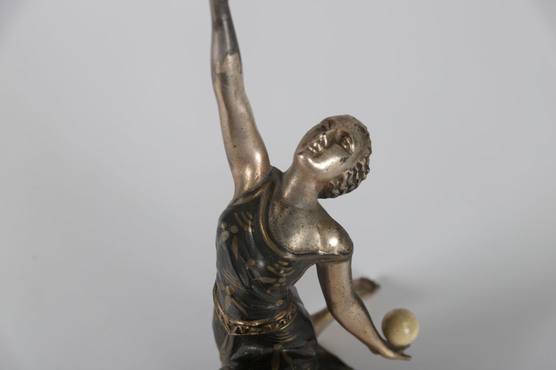 ART DECO SILVERED & BRONZED FIGURE - Image 2 of 3