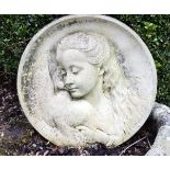 MOULDED STONE CIRCULAR WALL PLAQUE
